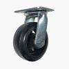 Колесные опоры большегрузные поворотные, литая черная резина, чугунный обод, платформенное крепление, роликоподшипник (SCd55 (L))